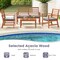 Costway 4 PCS Outdoor Furniture Set with Soft Seat Cushions Stable Acacia Wood Frame White/Navy/Gray